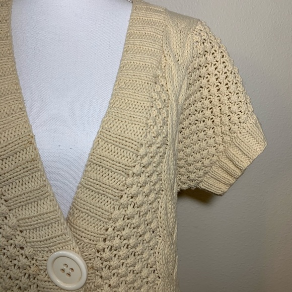 C Concept long cable knit cardigan big snap button - Picture 2 of 6